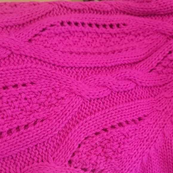 Who What Wear Fuchsia Cable Knit Turtleneck Sweater - Picture 4 of 4